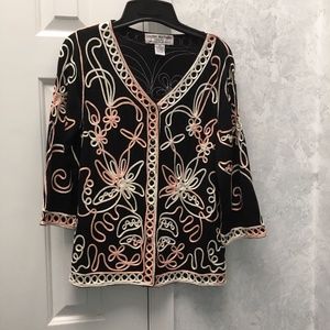 Black cardigan jacket, with soutache embroidery